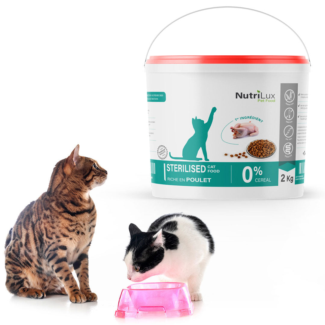 NutriLux Croquettes Chat Stérilisé Poulet 2 kg – 0 % Céréales