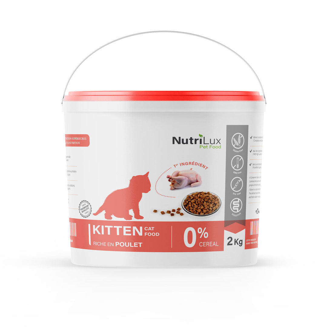 NutriLux Croquettes Kitten Poulet 2 kg – 0 % Céréales