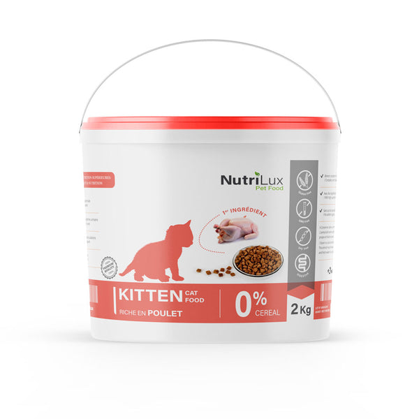 NutriLux Croquettes Kitten Poulet 2 kg – 0 % Céréales
