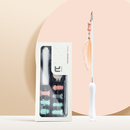 Jouet avec plume et laser pour chat