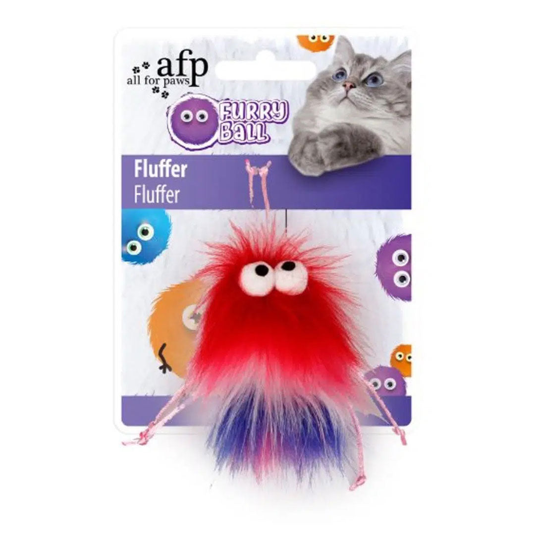 Peluche boule de poils rouge