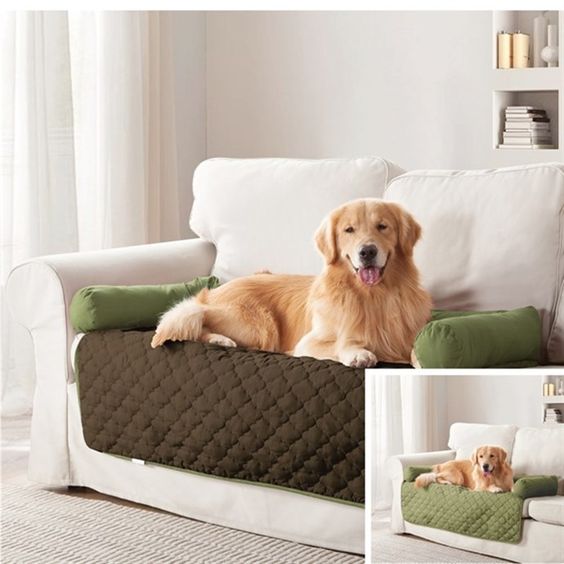 Tapis de lit pour chien marron/vert