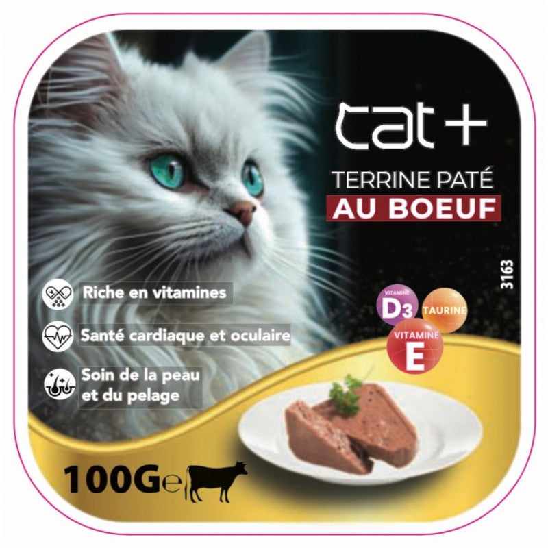 CAT+ PÂTÉ EN BARQUETTE AU BOEUF 100G