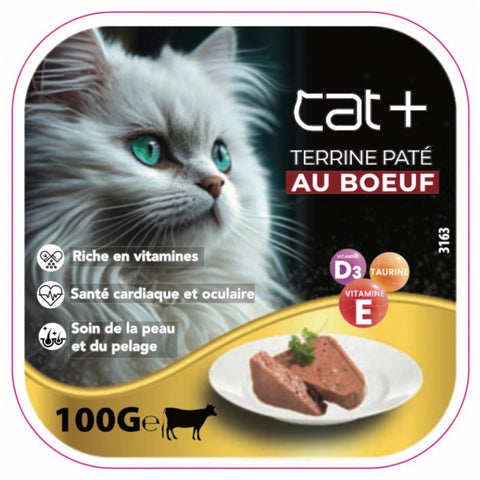 CAT+  PACK X10 PÂTÉ EN BARQUETTE AU BOEUF 100G