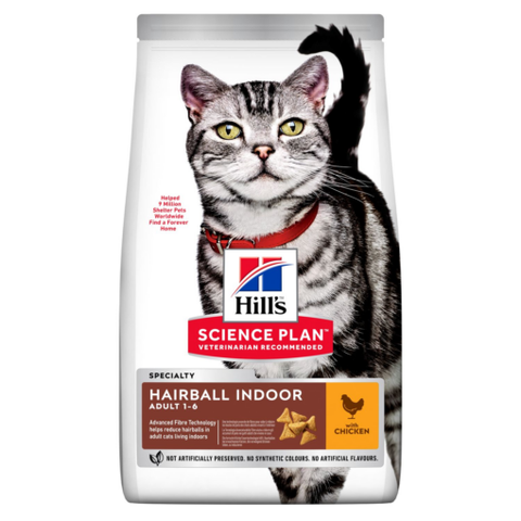 HILL’S SCIENCE PLAN Hairball Indoor Aliment pour Chat Adulte au poulet (10 Kg)